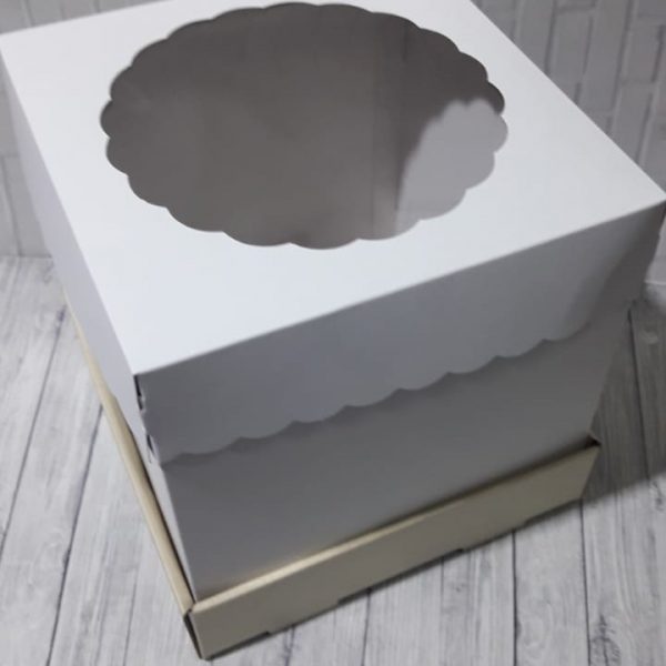 Caja para torta Drip eco con tapa visor 20x20x20cm x 10 u Cotillón Martín