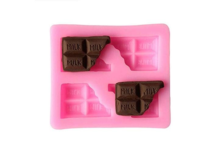 Molde silicona rosa 4 tabletas de chocolate 2