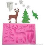 Molde de silicona rosa ciervo grande y árbol de navidad