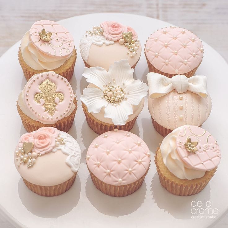 pirotines rosa gold cupcakes