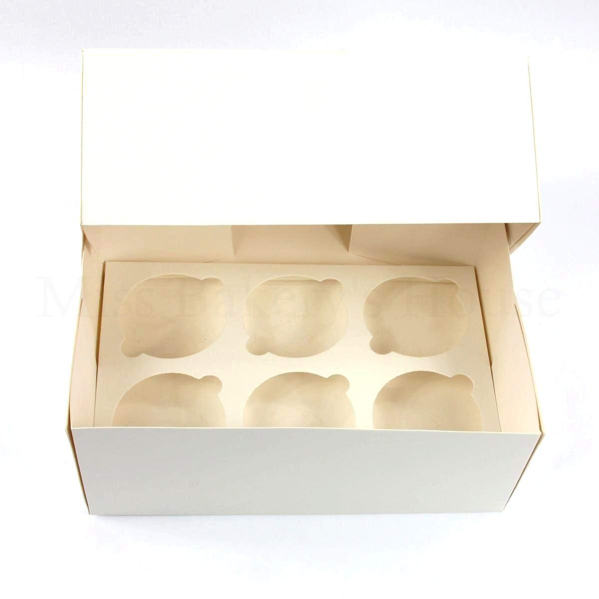 caja blanca con visor para 6 cupcackes