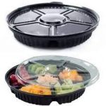 bandeja plástica descartable con divisiones y tapa