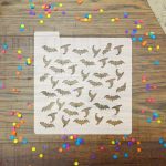 Stencil temática Halloween  murciélagos y sombreros