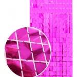 Cortina metalizada cuadros brick wall fucsia