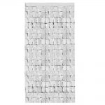 Cortina metalizada cuadros brick wall plateada