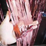 Cortina metalizada lluvia rosa gold