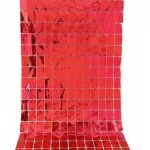 Cortina metalizada cuadros brick wall roja