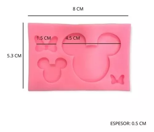 Molde de silicona cabeza de Minnie y Mickey con medidas