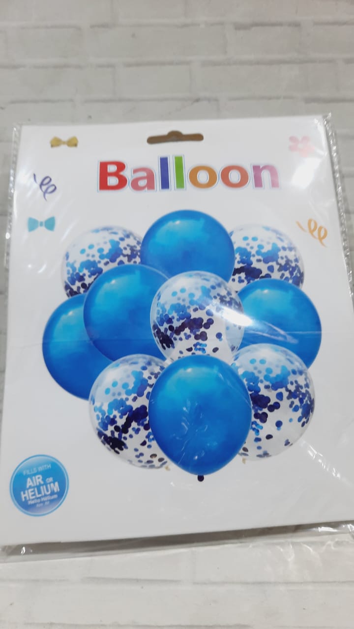 Set de 10 globos perlados y confetti azul