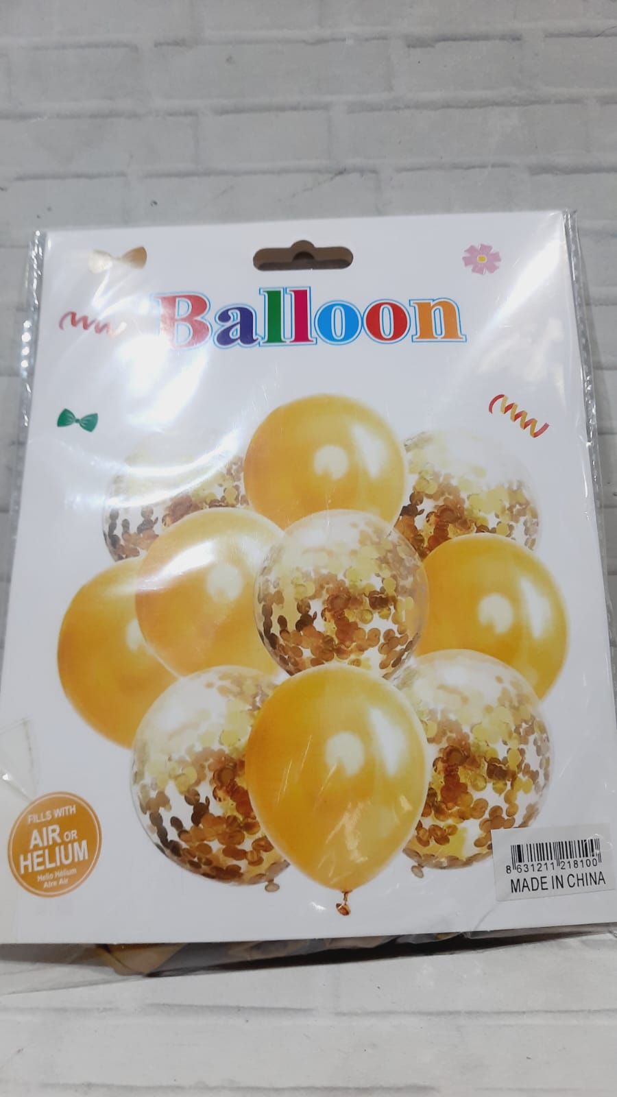 Set de 10 globos perlados y confetti dorado c