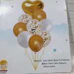 Set de 9 globos perlados y confeti corazón dorado