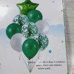 Set de 9 globos perlados y confeti estrella verde