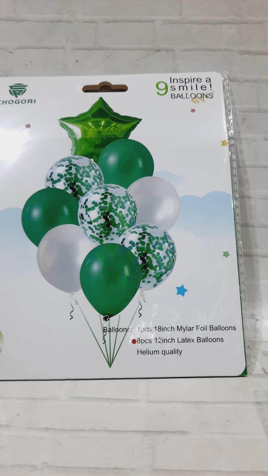 Set de 9 globos estrella verde