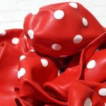 Globos de látex estampados rojo con lunares blancos x 10 u