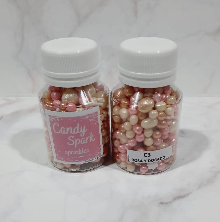 Sprinkles Candy Spark C 3 dorado y rosa