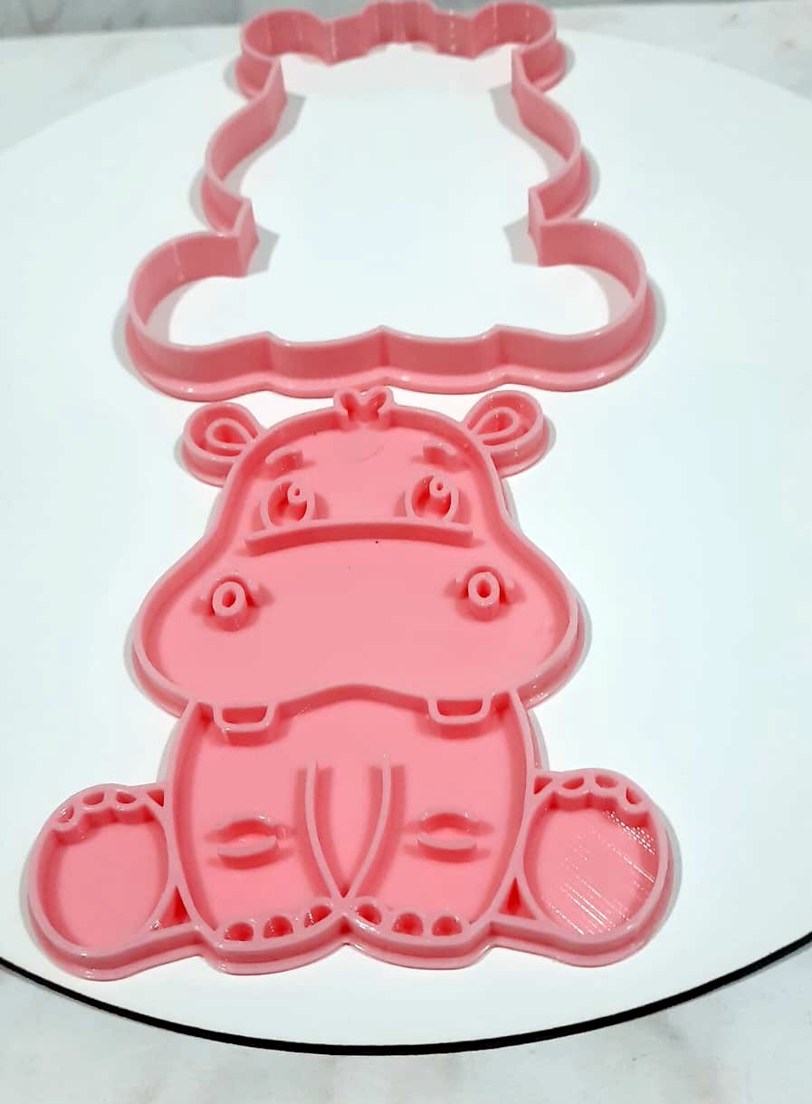 Cortante de cookie con sellos hipopotamo