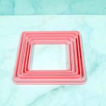 Cortante plástico para cookie o galletita set de 5 cuadrados bordes redondeados