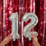 Globo metalizado número 9 plateado 40 cm