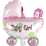 Globo metalizado carrito de bebé rosa 30 cm