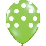 Globos de látex estampados verde manzana con lunares blancos x 10 u