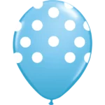 Globos de látex estampados celeste con lunares blancos x 10 u