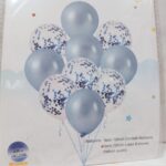 Set de 10 globos perlados y confetti  celeste