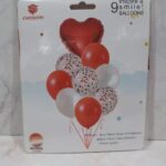 Set de 9 globos perlados y confeti corazón rojo