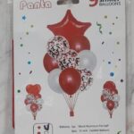 Set de 9 globos perlados y confeti estrella Rojo