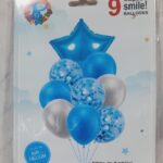 Set de 9 globos perlados y confeti estrella azul