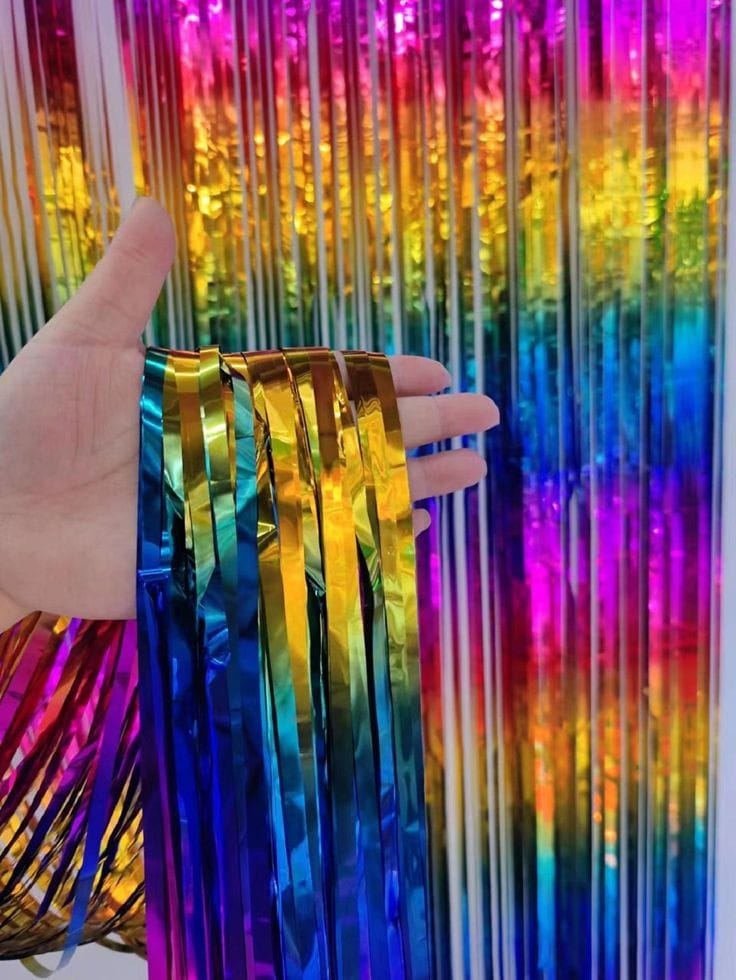 cortina arcoiris metalizada