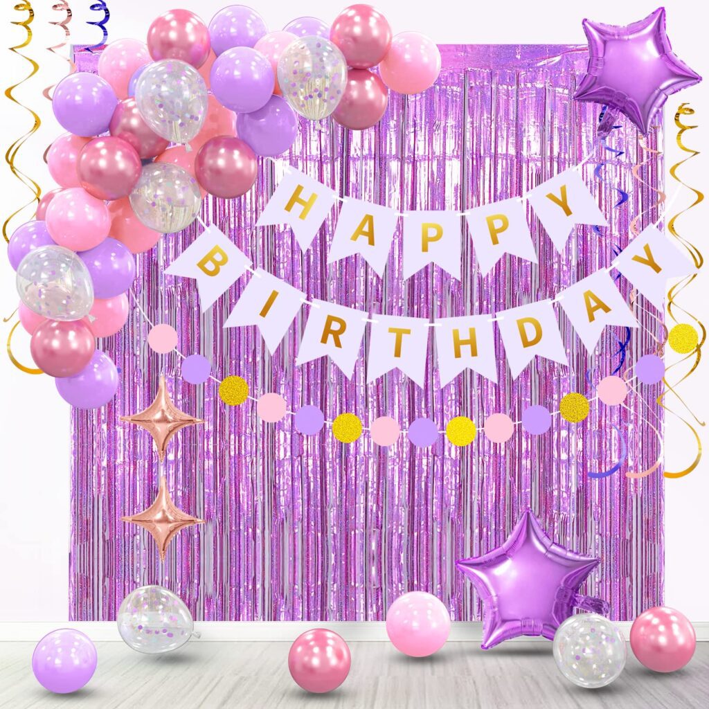 decoracion con cortina lila pastel