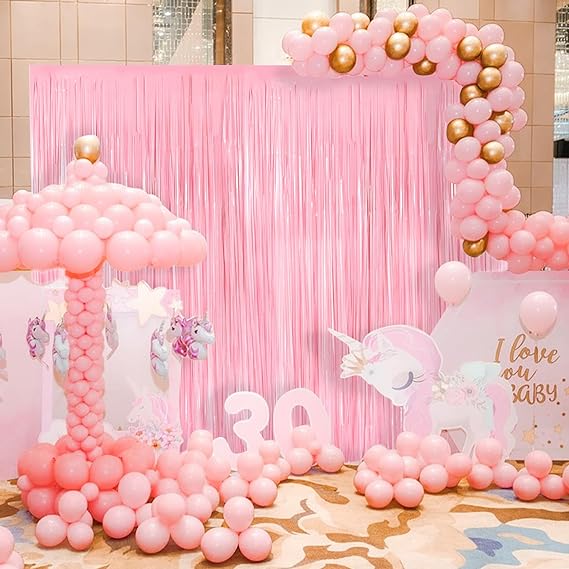 decoracion cortina rosa pastel macarons
