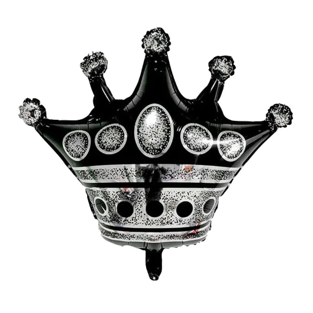 globo corona negra y plata