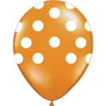 Globos de látex estampados naranja con lunares blancos x 10 u