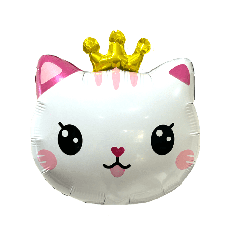 globo gatita blanca chica con corona dorada