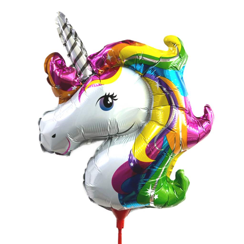 globo unicornio multicolor con soporte
