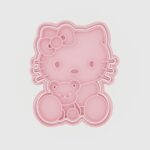 Cortante plástico con sello para cookie o galletita Kitty con osito
