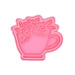 Cortante de cookies con sello taza con flores