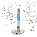 Cañon lanza papel tiritas plateadas