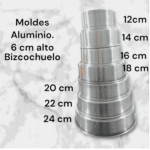Molde de aluminio bizcochuelo  de 14 cm de diámetro y 6 cm de alto