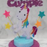 Adorno para torta base redonda Unicornio