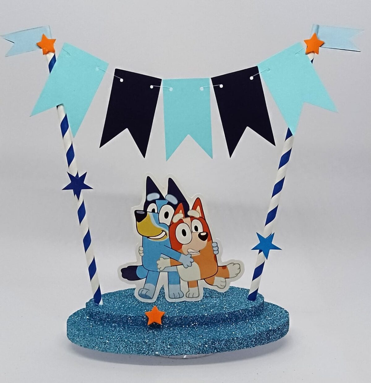 Adorno de torta banderin Bluey