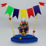 Adorno para torta con banderín Mario Bros