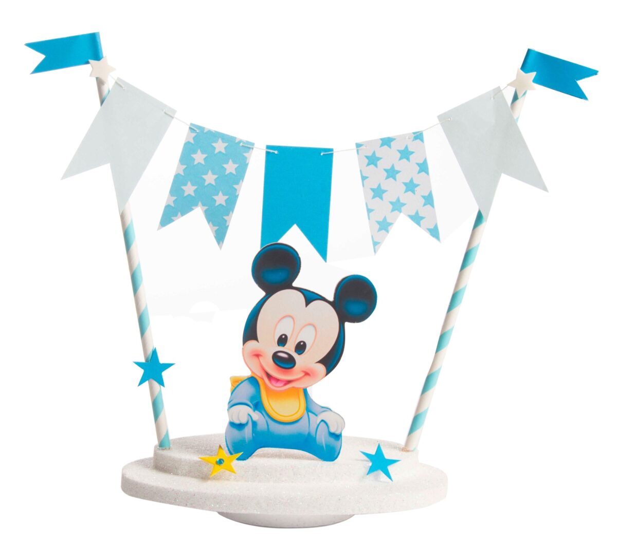 Adorno de torta banderin Mickey bebe