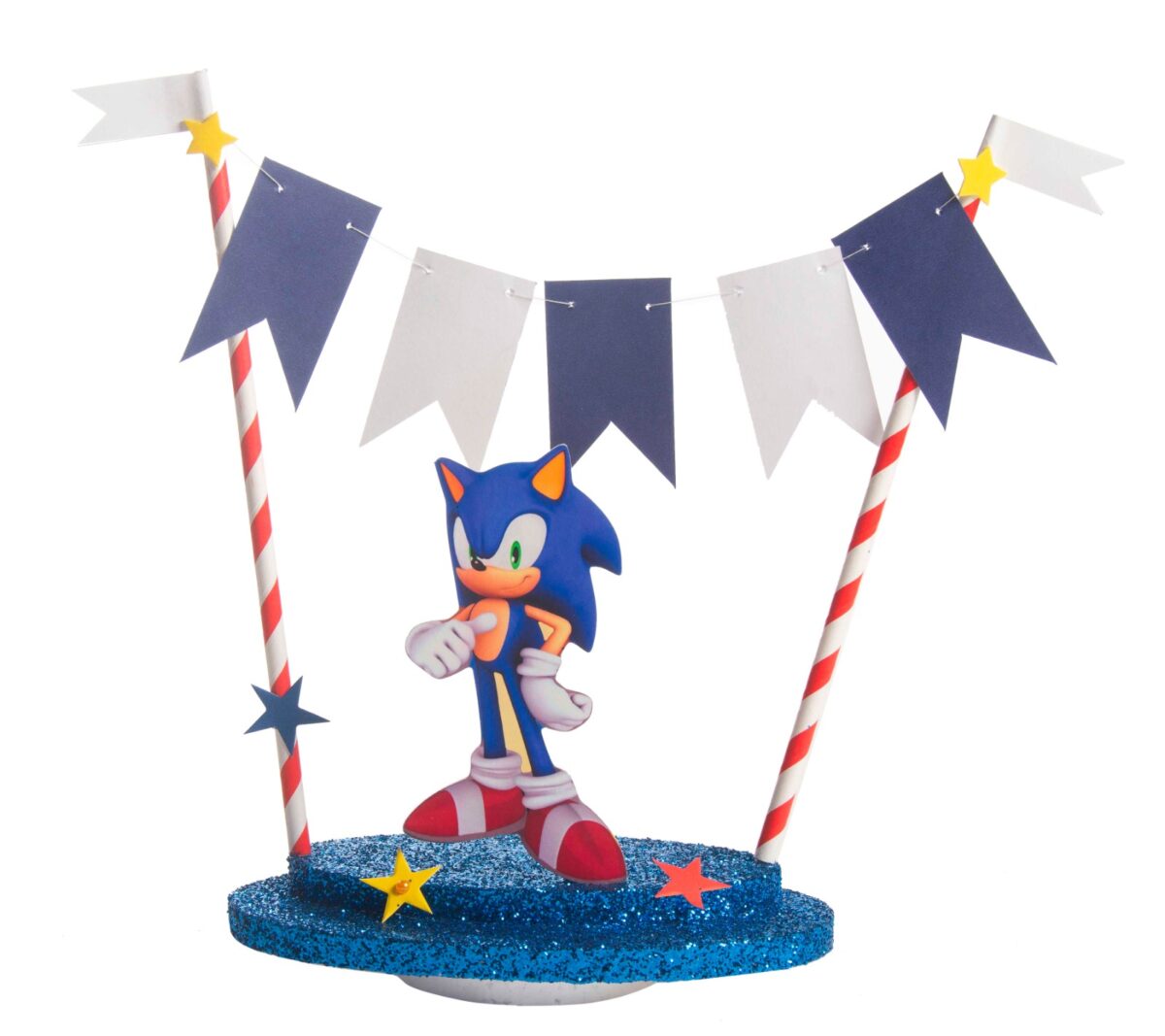 Adorno de torta banderin Sonic