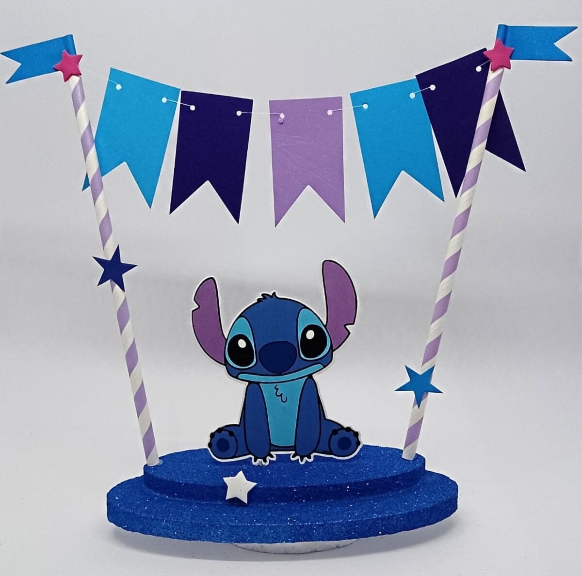 Adorno de torta banderin Stitch