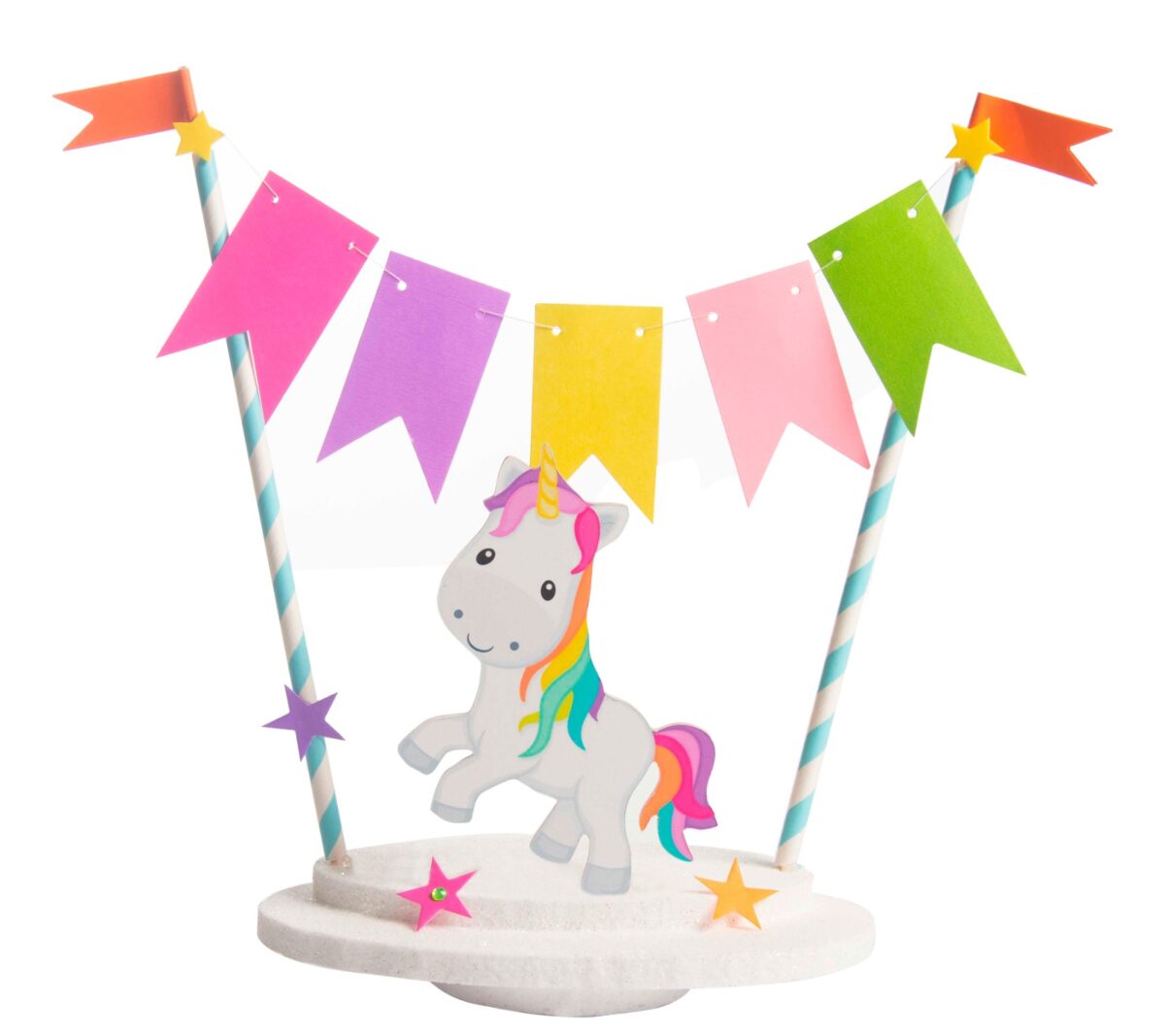 Adorno de torta banderin Unicornio