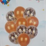 Set de 10 globos perlados y confetti dorado