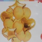 Set de 14 globos combinados 4 figuras y 10 perlados dorados