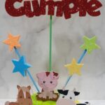 Adorno para torta base redonda Animalitos de la Granja